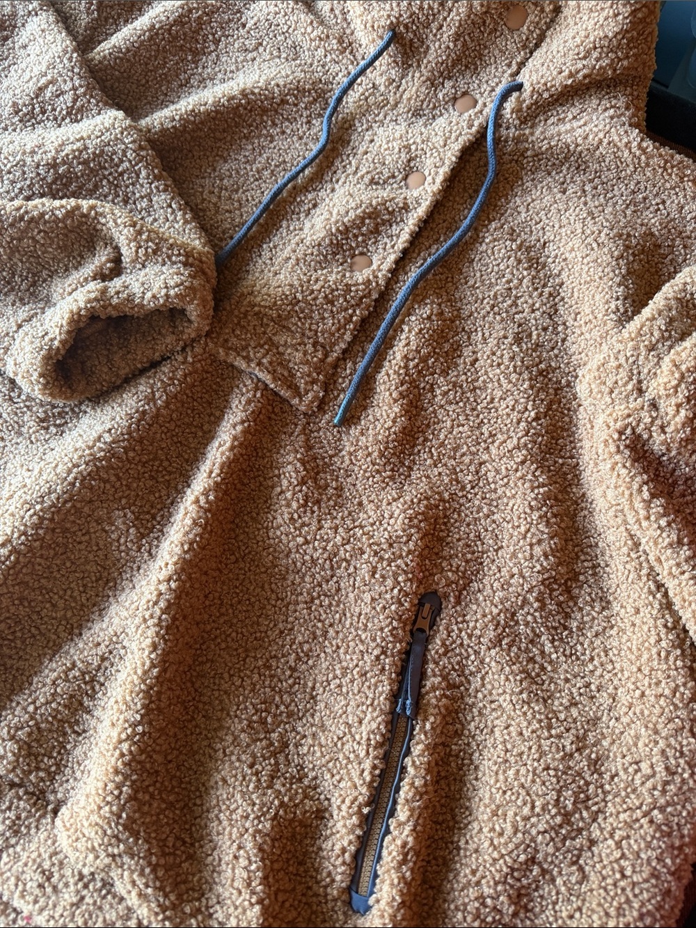 Universal Thread Women's Tan Sherpa Zip-Up Pullover - Picture 2 of 2